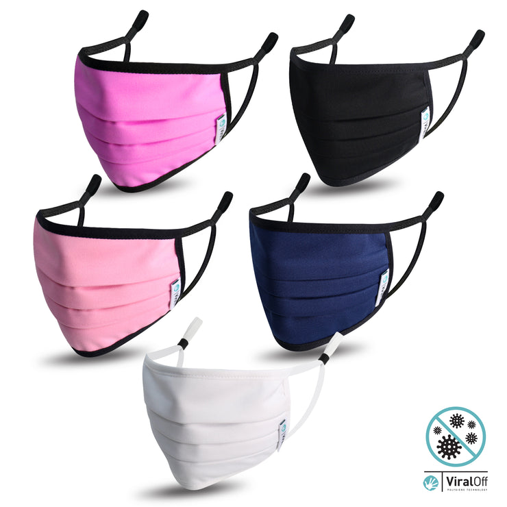 WASHABLE AND REUSABLE FACE MASKS  VIRAL OFF TREATED   - STYLE BANGKOK  - 5-PACK