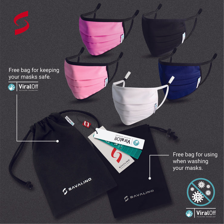 WASHABLE AND REUSABLE FACE MASKS  VIRAL OFF TREATED   - STYLE BANGKOK  - 5-PACK