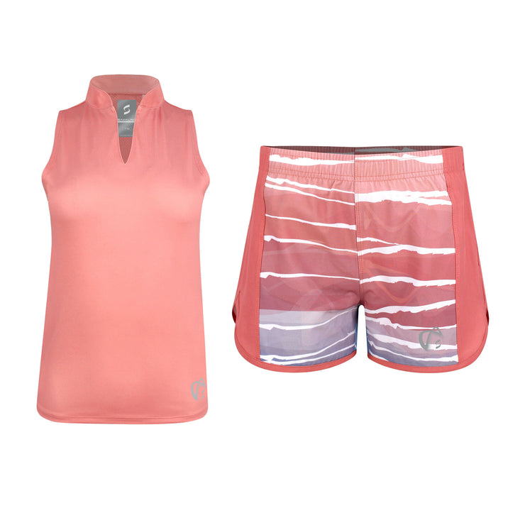 HARMONY Coral Printed Shorts and Coral Top