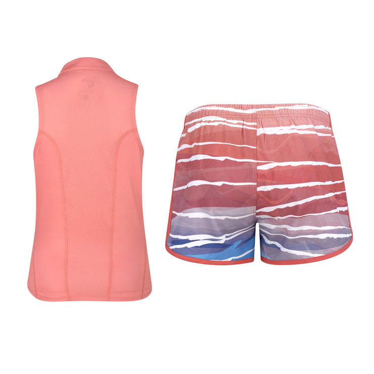 HARMONY Coral Printed Shorts and Coral Top