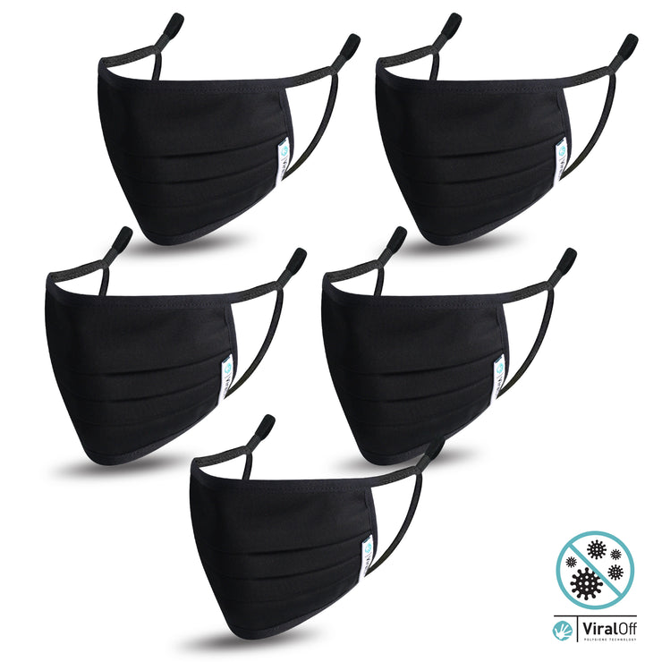 WASHABLE AND REUSABLE FACE MASKS  VIRAL OFF TREATED   - STYLE NAIROBI  - 5-PACK