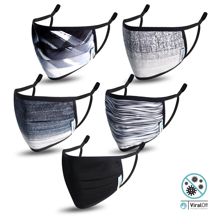 WASHABLE AND REUSABLE FACE MASKS  VIRAL OFF TREATED   - STYLE SARAJEVO  - 5-PACK