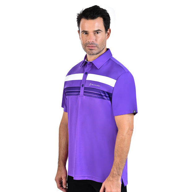 ALAN POLO SHIRT PURPLE WITH PRINTED PANEL