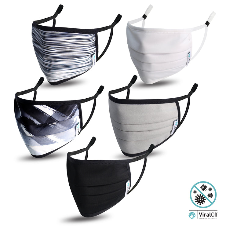 WASHABLE AND REUSABLE FACE MASKS  VIRAL OFF TREATED   - STYLE COPENHAGEN  - 5-PACK