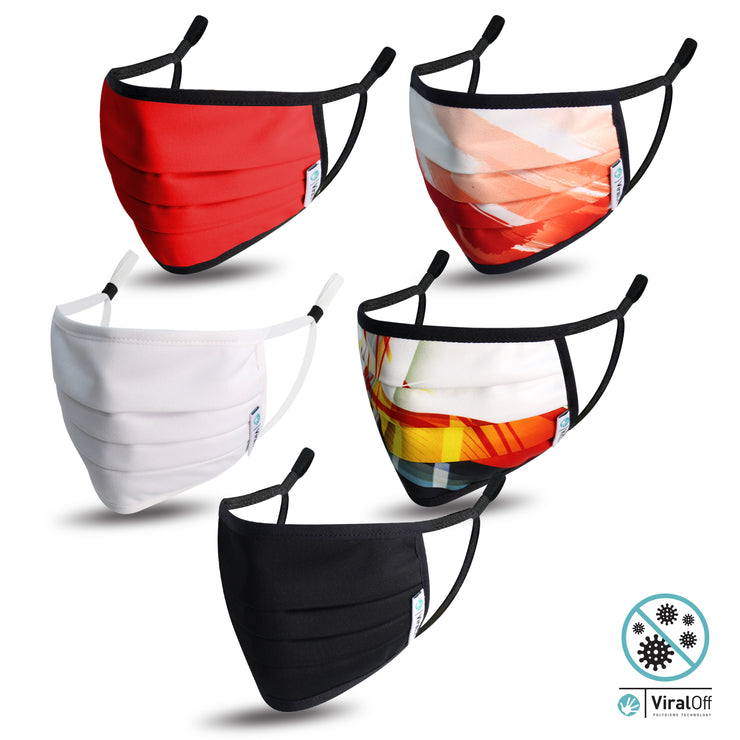 WASHABLE AND REUSABLE FACE MASKS  VIRAL OFF TREATED   - STYLE PRAGUE  - 5-PACK