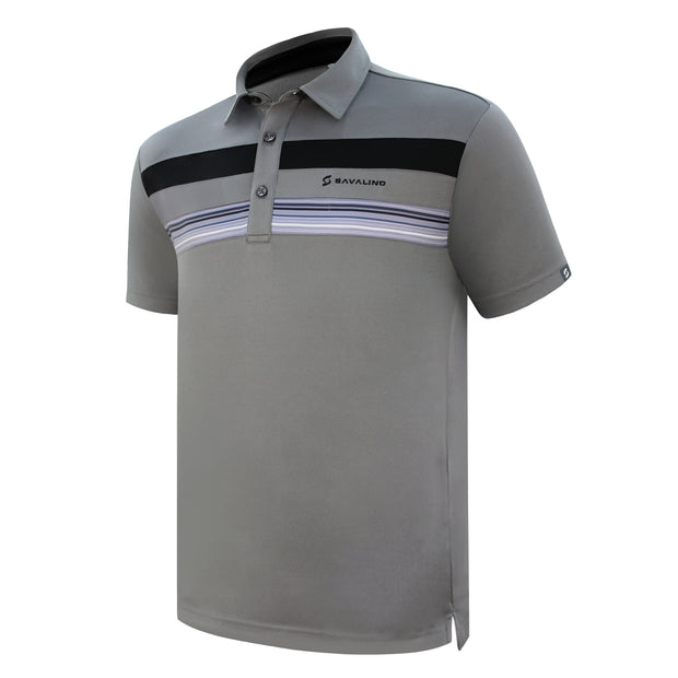 ALAN POLO SHIRT DARK GREY WITH PRINTED PANEL