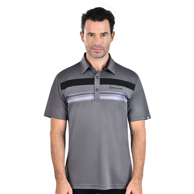 ALAN POLO SHIRT DARK GREY WITH PRINTED PANEL