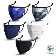 WASHABLE AND REUSABLE FACE MASKS  VIRAL OFF TREATED   - STYLE VALLETTA  - 5-PACK